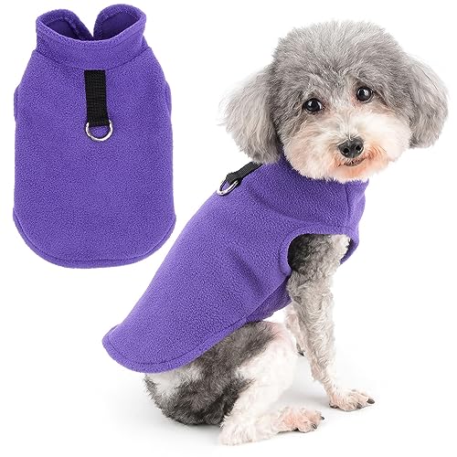 Zunea Fleece Dog Vest Sweater Jumper for Small Dogs Girl Boy Soft Winter Jacket Coat with D-Ring Rollkragen Cold Weather Coat Pet Clothes Doggy Chihuahua Yorkie Apparel Purple XXL von Zunea