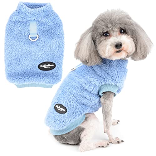 Zunea Fleece Hunde Sweater Mantel Warme Pullover Winterjacken für kleine Hunde Weiche Fuzzy Welpen Kleidung mit D-Ring für Geschirr Leine Kaltes Wetter Haustier Chihuahua Katze Bekleidung Dunkelblau M von Zunea