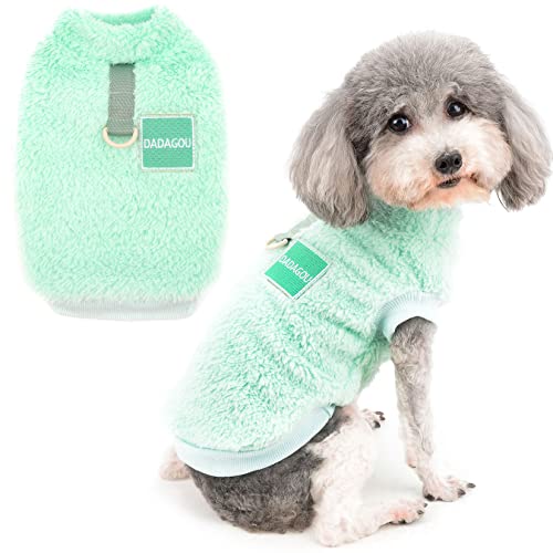 Zunea Fleece Winterjacke für Kleine Hunde Warme Wintermäntel Pullover Sweater Weich Fuzzy Welpen Kleidung mit D-Ring für Geschirr Leine Kaltes Wetter Haustier Bekleidung für Chihuahua Katzen Grün XL von Zunea