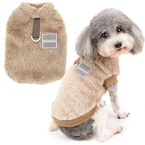 Zunea Fleece Winterjacke für Kleine Hunde Warme Wintermäntel Pullover Sweater Weich Fuzzy Welpen Kleidung mit D-Ring für Geschirr Leine Kaltes Wetter Haustier Bekleidung für Chihuahua Katzen Braun M von Zunea