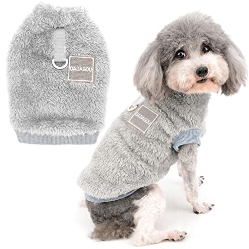 Zunea Fleece Winterjacke für Kleine Hunde Warme Wintermäntel Pullover Sweater Weich Fuzzy Welpen Kleidung mit D-Ring für Geschirr Leine Kaltes Wetter Haustier Bekleidung für Chihuahua Katzen Grau S von Zunea