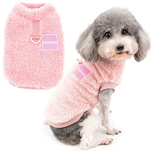 Zunea Fleece Winterjacke für Kleine Hunde Warme Wintermäntel Pullover Sweater Weich Fuzzy Welpen Kleidung mit D-Ring für Geschirr Leine Kaltes Wetter Haustier Bekleidung für Chihuahua Katzen Rosa S von Zunea