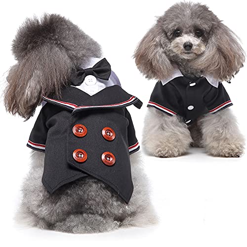 Zunea Formal Hund Smoking Kostüm Kleine Hunde Hochzeit Party Anzug mit Fliege Welpe Prinz Zeremonie Gentleman Outfits Stilvolle Haustier Hund Sanfte Hemd für Hochzeit Geburtstag Urlaub Schwarz L von Zunea