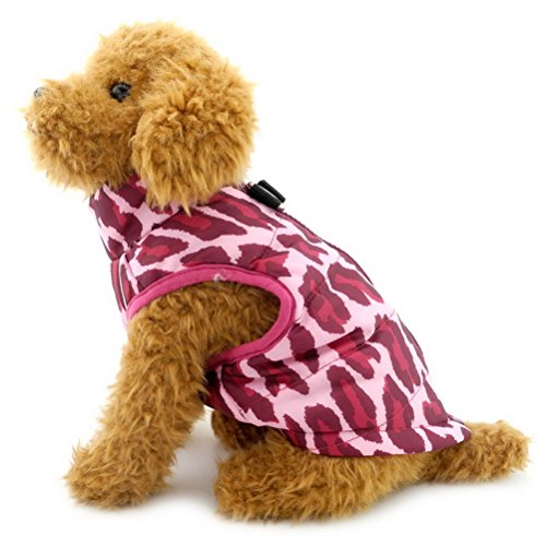 ZUNEA Gepolsterte Warme Kleine Hund Katze Weste Mantel Jacke Welpe Weste Harness Pet Winter Kleidung Doggie Jumper Chihuahua Overalls Bekleidung Fuchsia Leopard L von Zunea