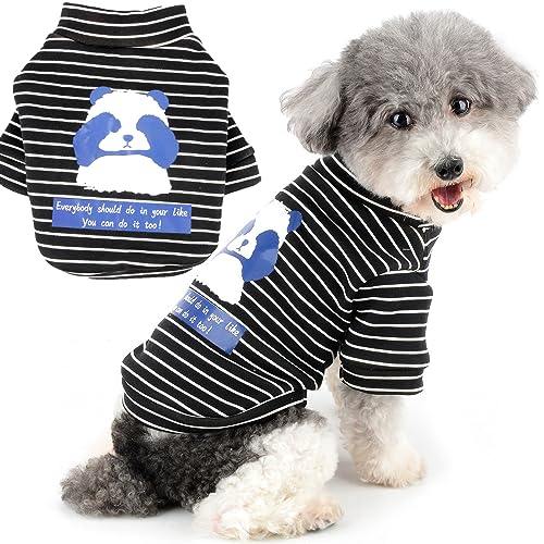 Zunea Gestreiftes Hunde Sweatshirt Mantel für Kleine Hunde Winter Herbst Warmer Pullover Sweater Welpenpullover Rollkragen Thermo-Pullover Kaltes Wetter Mantel für Haustier Chihuahua Schwarz M von Zunea