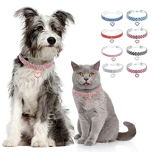 Zunea Halskette für Kleine Hunde Katzen Glitzernde Diamanten Welpen Halskette mit Herz-Anhänger Kristall Strass Hochzeit Geburtstag Party Haustierschmuck Verstellbare Chihuahua-Halskette Rosa L von Zunea