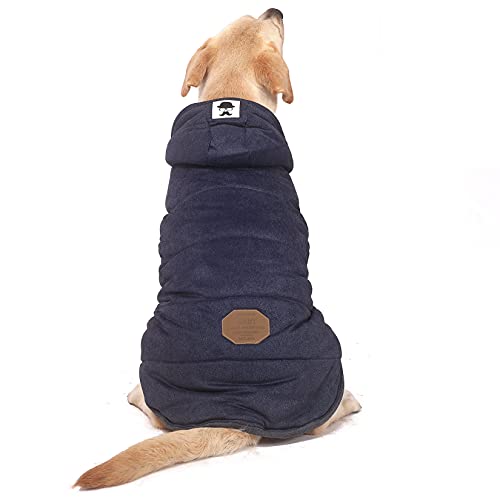 Zunea Hunde-Kapuzenjacke, Fleece-gefüttert, Winter, warme Welpenjacke, Kleidung, weicher Kapuzenmantel, winddicht, Haustier-Sweatshirt, Bekleidung für mittelgroße und große Hunde, Blau, Größe 7XL von Zunea