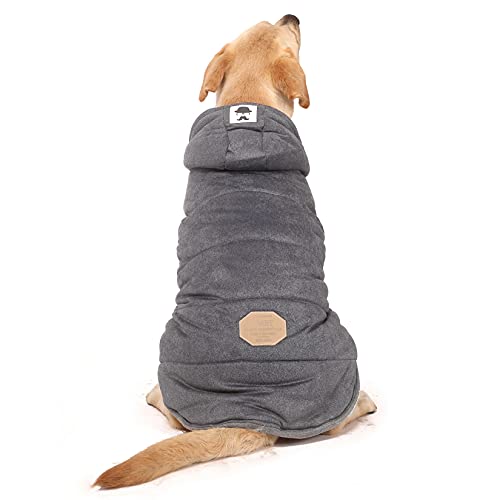 Zunea Hunde Kapuzenpullover Winterjacken Fleece Gefüttert Weste Wintermäntel Warme Kleidung Weicher Kapuzenmantel Winddicht Haustier-Sweatshirt Bekleidung für Mittelgroße und Große Hunde Grau 7XL von Zunea