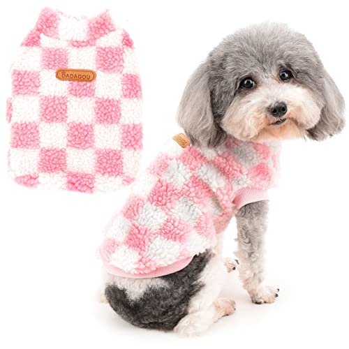 Zunea Hunde Sweater für Kleine Hunde Fuzzy Warme Fleece Winterjacke Mantel Plaid Welpenkleidung Flauschiger Hundepullover Mantel Weiche Haustierbekleidung für Hunde Chihuahua Yorkie Katze Rosa S von Zunea