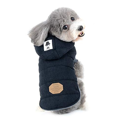 Zunea Hunde Wintermantel für Kleine Hunde Weich Fleece Winterjacken Kapuzenpullis Winddicht Welpenmantel Weste Chihuahua Hundekleidung Katzen Bekleidung für Kaltes Wetter Schwarz M von Zunea