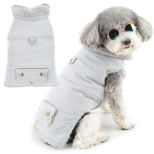 Zunea Hundejacke für kleine Hunde, mit Fleece gefüttert, für Welpen, Winterkleidung mit Ring für die Leine, kaltes Wetter, Weste, Jacken, Mantel, Chihuahua, Hundespielzeug, Pudel, Haustierbekleidung, von Zunea