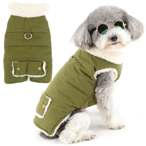 Zunea Hundejacke für kleine Hunde, mit Fleece gefüttert, für Welpen, Winterkleidung mit Ring für die Leine, kaltes Wetter, Weste, Jacken, Mantel, Chihuahua, Hundespielzeug, Pudel, Haustierbekleidung, von Zunea