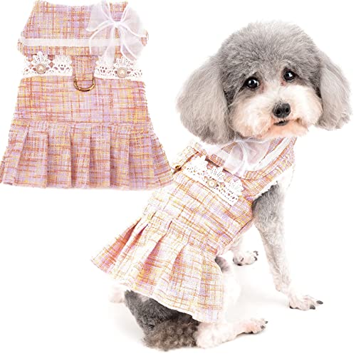 Zunea Hundekleider für Kleine Hunde Mädchen Wintermäntel Warm Fleece Gefüttert Welpen Prinzessin Kleid mit Leine Ring Schleife ?Rock Haustier Party Hochzeit Outfits für Chihuahua Yorkie Rosa S von Zunea