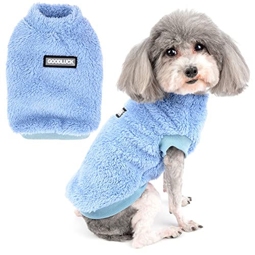 Zunea Hundepullover Wintermäntel für Kleine Hunde Warmer Fleece Sweater Weiche Pullover Jacke Mantel Fuzzy Welpen Kleidung Kaltes Wetter Weste Haustier Bekleidung für Chihuahua Yorkie Katzen Blau S von Zunea