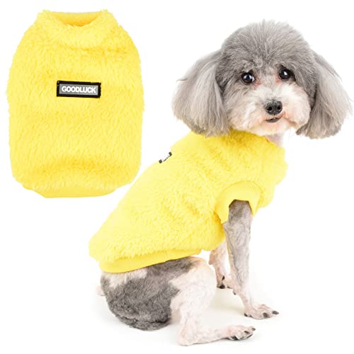 Zunea Hundepullover Wintermäntel für Kleine Hunde Warmer Fleece Sweater Weiche Pullover Jacke Mantel Fuzzy Welpen Kleidung Kaltes Wetter Weste Haustier Bekleidung für Chihuahua Yorkie Katzen Gelb M von Zunea