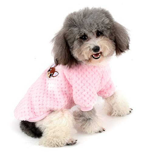 Zunea Hundepullover für kleine Hunde Fleece Warm Weich Welpen Sweater Wintermäntel Winterjacken Hunde Bekleidung Haustier Chihuahua Katzen Kleidung Rosa S von Zunea