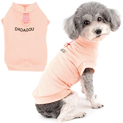 Zunea Hundeshirts mit D-Ring für Kleine Hunde Mädchen Jungen Sommer Welpen T-Shirt Weich Atmungsaktiv Tank-Top ärmellos Coole Kleidung Einfarbig Basic-Shirt Haustierbekleidung für Chihuahua Rosa S von Zunea