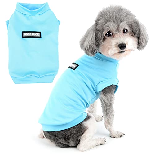 Zunea Kleine Hunde Shirts Schnell Trocknen Sommer T-Shirts Kühlende Welpenkleidung Weiche Ärmellose Weste Tank Top Atmungsaktiv Dehnbar Chihuahua Bekleidung Sonnenschutz für Heißes Wetter Blau M von Zunea