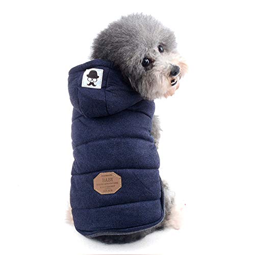 Zunea Hunde Wintermantel für Kleine Hunde Weich Fleece Winterjacken Kapuzenpullis Winddicht Welpenmantel Weste Chihuahua Hundekleidung Katzen Bekleidung für Kaltes Wetter Blau XL von Zunea