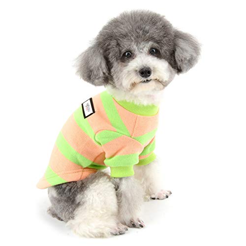 Zunea Kleiner Hund Pullover Wintermäntel Warm Strickpullover Welpen Kleidung Weiche Baumwolle Gestreifte Haustier Strickwaren Chihuahua Doggie Jacke Bekleidung für Hunde Mädchen Jungen Rosa S von Zunea