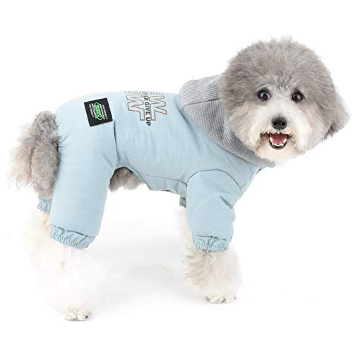 ZUNEA Hunde Schneeanzug für Kleine Hunde Winter Kapuzenpullis Hunde Wintermäntel Welpen Mantel Dicke Kleidung Warm Fleece Gefüttert Haustier Outfits Winddicht Bekleidung für Chihuahua Puppia Blau M von Zunea