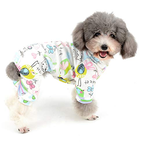 Zunea Kleiner Hund Jumpsuit Entzückende Maus Blume Bedruckt Overalls Weiche Baumwolle Pyjama Strampler Welpen Schlafkleidung Vier Beine Pjs Bekleidung für Haustier Katzen Welpen M von Zunea