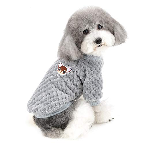 Zunea Kleiner Hundepullover Welpenpullover Mantel Winter Warm Fleece Pullover für Hunde Junge Mädchen Super Weiche Haustierkleidung Bekleidung Chihuahua Katze Outwear für kaltes Wetter Grau S von Zunea