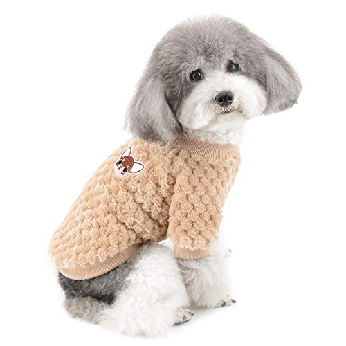 Zunea Hundepullover für kleine Hunde Fleece Warm Weich Welpen Sweater Wintermäntel Winterjacken Hunde Bekleidung Haustier Chihuahua Katzen Kleidung Braun S von Zunea