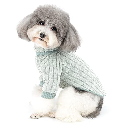 Zunea Hunde Sweater für Kleine Hunde Winter Warm Mantel Rollkragen Pullover Weiche Baumwolle Welpenkleidung Haustier Mädchen Junge Strickwaren Bekleidung Kaltes Wetter Kleidung für Chihuahua Grün S von Zunea