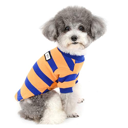 ZUNEA Kleiner Hund Pullover Sweater Wintermäntel Warm Strickpullover Welpen Kleidung Weiche Baumwolle Gestreifte Haustier Strickwaren Chihuahua Doggie Jacke Bekleidung für Hunde Orange S von Zunea