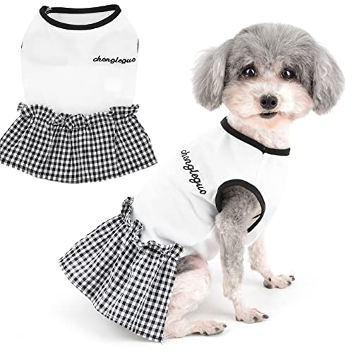 Zunea Plaid Hundekleider für kleine Hunde bestickt Welpen Mädchen Prinzessin Kleid Niedliche Sommerweste Rock Weiche weibliche Haustierkleidung Hund Chihuahua Yorkie Bekleidung Outfits Weiß S von Zunea