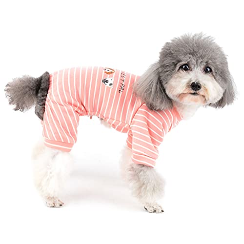 Zunea Schlafanzug für Kleine Hunde Weiche Dick Baumwolle Welpen Kleidung für Winter Pullover Gestreift Hundemantel Haustier Katzen Chihuahua Bekleidung Hunde Mädchen Jungen Rosa S von Zunea