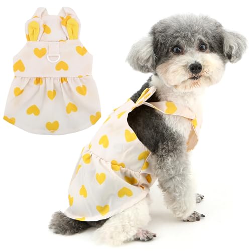 Zunea Sweet Love Hundekleid für kleine Hunde, Sommer-Welpen-Prinzessinnenkleid mit Ring für die Leine, weich, atmungsaktiv, Weste, Rock, Pullover, Haustierkleidung für Hunde, Chihuahua, Gelb, Größe XS Zunea Sweet Love Hundekleid für kleine Hunde, Sommer-Welpen-Prinzessinnenkleid mit Ring für die Leine, weich, atmungsaktiv, Weste, Rock, Pullover, Haustierkleidung für Hunde, Chihuahua, Gelb, Größe XS von Zunea