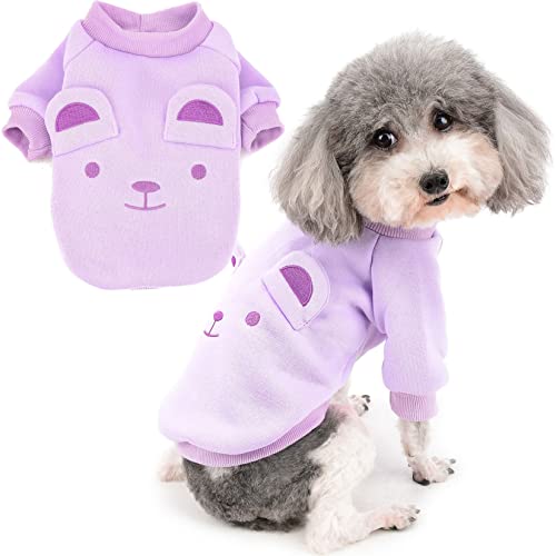 Zunea Hunde Wintermäntel für Kleine Hunde Welpen Pullover Sweater Kleidung Weich Warm Hundejacken Haustier Kaltes Wetter Bekleidung Mantel für Chihuahua Yorkie Lila M von Zunea