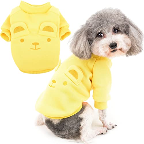 Zunea Hunde Wintermäntel für Kleine Hunde Welpen Pullover Sweater Kleidung Weich Warm Hundejacken Haustier Kaltes Wetter Bekleidung Mantel für Chihuahua Yorkie Gelb M von Zunea