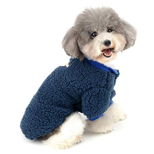 Zunea Wintermäntel für kleine Hunde Fleece Warm Hundepullover Sweater Welpen Winterjacke Chihuahua Katze Kleidung Haustier Jungen Mädchen Hundebekleidung Blau L von Zunea