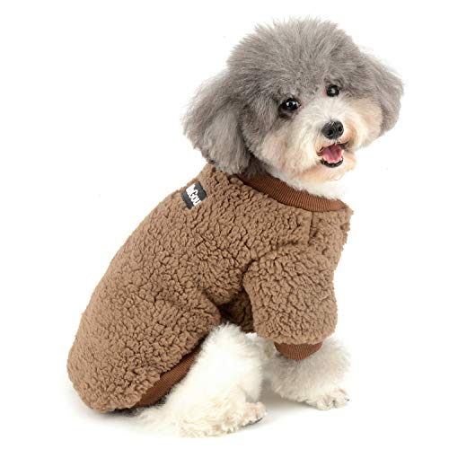 Zunea Wintermäntel für kleine Hunde Fleece Warm Hundepullover Sweater Welpen Winterjacke Chihuahua Katze Kleidung Haustier Jungen Mädchen Hundebekleidung Braun L von Zunea