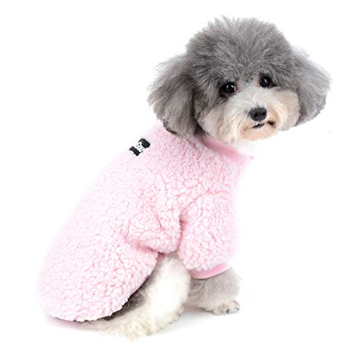 Zunea Wintermäntel für kleine Hunde Fleece Warm Hundepullover Sweater Welpen Winterjacke Chihuahua Katze Kleidung Haustier Jungen Mädchen Hundebekleidung Rosa XXL von Zunea