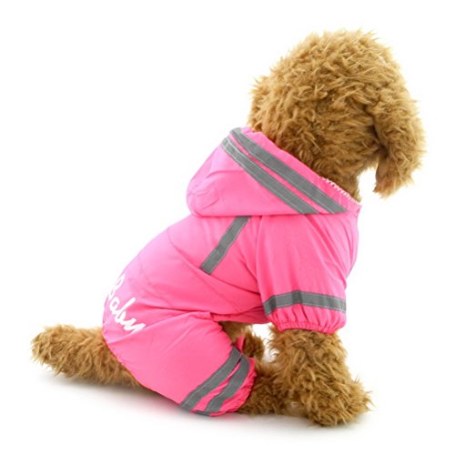 zunea hundemantel Kleine Hunde Regenmantel mit Kapuze wasserdicht Regenjacke Mesh gefüttert Puppy Zupfbürste reinwear Hund Pet Regen Gear/Anzug Jacke Jumpsuit Kleidung Rosa M von Zunea