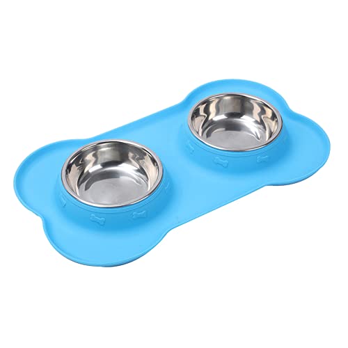 Rutschfester Doppel Napf für Hunde mit Silikon Auflage Langlebiger Rostfreier Wasser Haustier FüTterung Hund Katzen Trinken Napf Blau von Zunedhys