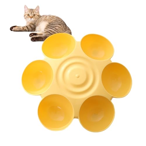 Blumenkatze Schüssel | Non -Slip -Lebensmittel -Gitter 6 -Gitter Haustier Fütterungsbogen, sicher, langlebig, Blütenblätter Design Pet Bowl für Innenkatzen - fördert eine bessere Verdauung für mehrere von Zunetsutock