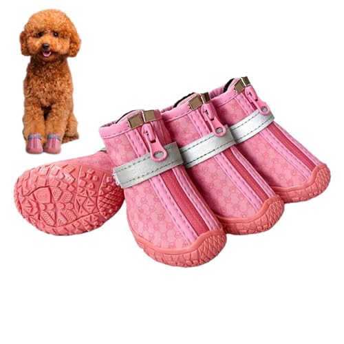 Hundeschuhe | Straßen für kleine und mittlere Hunde, 4 Räume, Nicht -Slip, wasserdicht, mit reflektierendem Streifen, Schutzstiefel für Welpen, Gehen, Wandern von Zunishaone