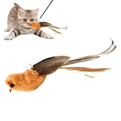 Zunishaone Cat Bird Toy - Teaser Stick mit Feder & Bell | Interaktives Spielzeug für Innenkatzen, Stimulierung von Jagd und Bewegung, Flexibler mit lustigen Accessoires, ideal für Kätzchen & ADU von Zunishaone