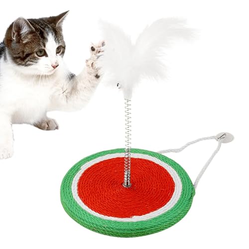 Zunishaone Kätzchen-Zauberstab-Spielzeug, Katzenkratzmatte - Teppich-Katzenkratzbaum mit Federstab-Spielzeug - Sisal-Katzenkratzspielzeug, interaktives Katzenspielzeug mit Sisalseil und interaktiver von Zunishaone