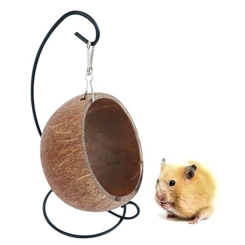 Zunishaone Kokosnussbett für Hamster - Hängende Hängematte | Hobmon in natürlicher Kokosnuss, bequemer Schutz für kleine Tiere, hängende Nest ideal für Mäuse, Rennrennel, dekorativer Käfiglebensraum von Zunishaone