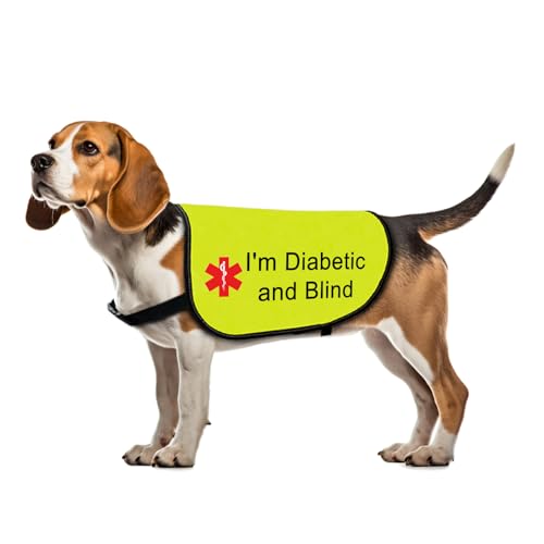 Zuo Bao Hundejacke für Diabetiker und Blinde, visuell beeinträchtigtes Hundegeschirr, hohe Sichtbarkeit, medizinischer Notfall, Hundeumhang (Diabetiker und Blind-M) von Zuo Bao