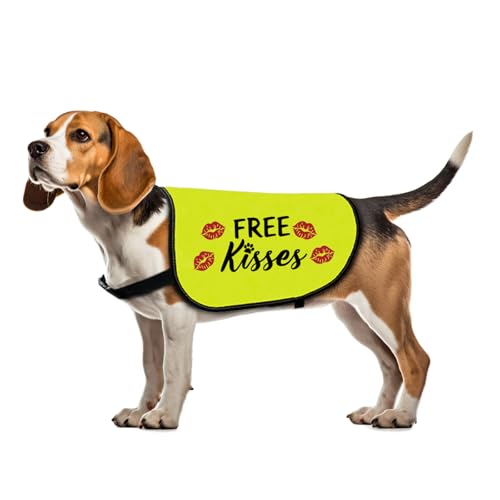 Lustige Hundejacke mit Aufschrift "Free Kisses", englische Aufschrift "Free Kisses", Geschenk für soziale Distanzierung, Hundeküsse, Geschenk für Hunde, Größe M von Zuo Bao