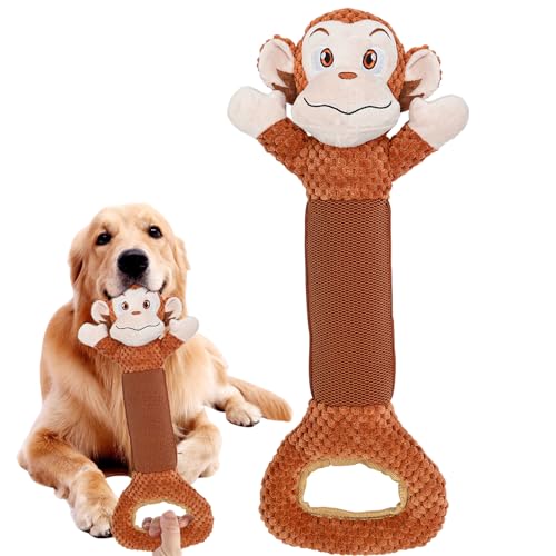 Zuykjeagle Quietschendes Hundespielzeug, langlebiges Plüsch-Hundespielzeug mit Knisterpapier, interaktives Hundespielzeug für Welpen, kleine, mittelgroße und große Hunde (Affe) von Zuykjeagle