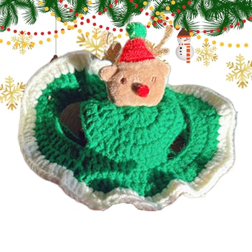 Weihnachtsmütze für Katzen, Weihnachtsmütze für Haustiere | Weihnachtsmannmütze mit Elch für Kätzchen - Weihnachtsmann Cosplay Hut mit Elch für Kätzchen Wolle stricken Haustier Kopfbedeckung Fotografi von Zvn Zojne