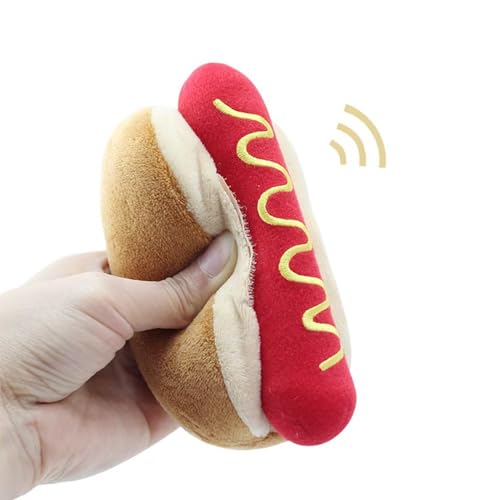 Zvn Zojne Plüsch-Hotdog-Spielzeug, Haustier-Plüschspielzeug mit Sound, Interaktives Kauspielzeug für Hunde, Kauspielzeug zum Zahnen in leuchtenden Farben für Hunde, Katzen und andere Kleintiere von Zvn Zojne